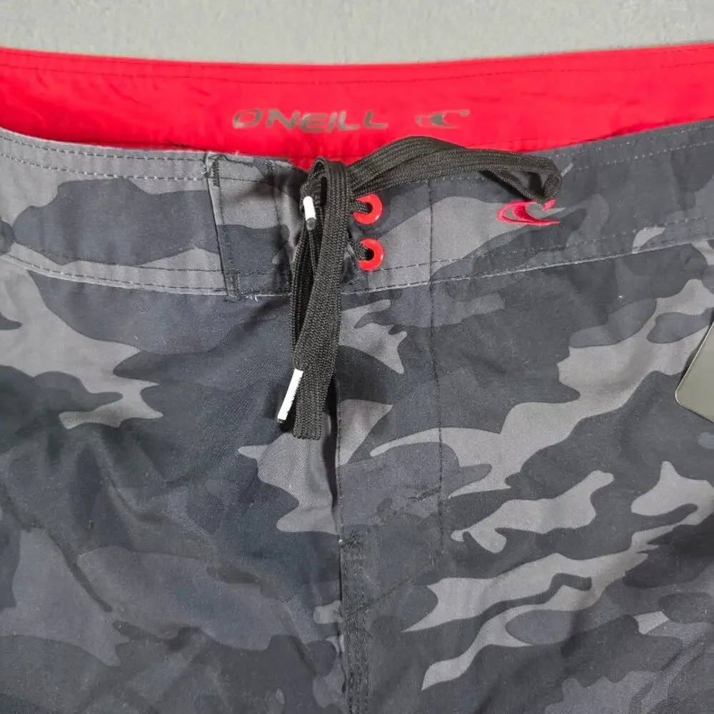 NWT O'Neill Santa Cruz Printed 2.0 Boardshorts Mens 44 Gray Camo Swim Trunks